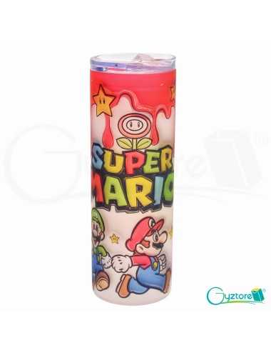 Botella Tumbler De Vidrio Glaseado Mario Bros