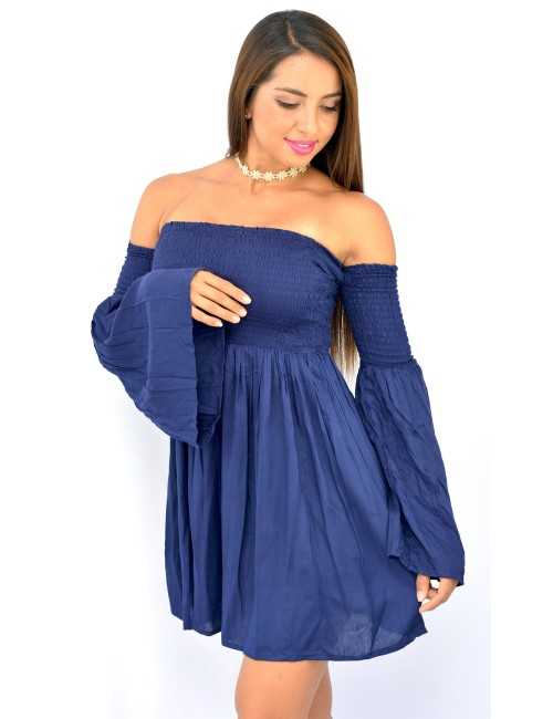 Vestidos con manga y hombros online descubiertos